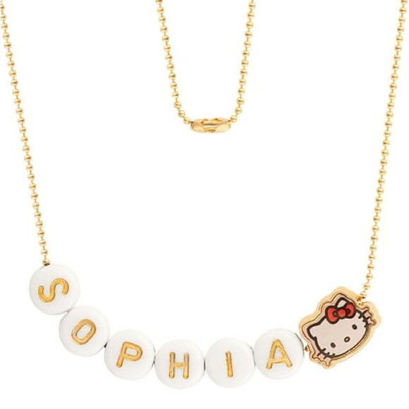 Hello Kitty Personalized Necklace, 16 Inch, 55 Letter Beads, Gold Tone Chain - Picture 2 of 5